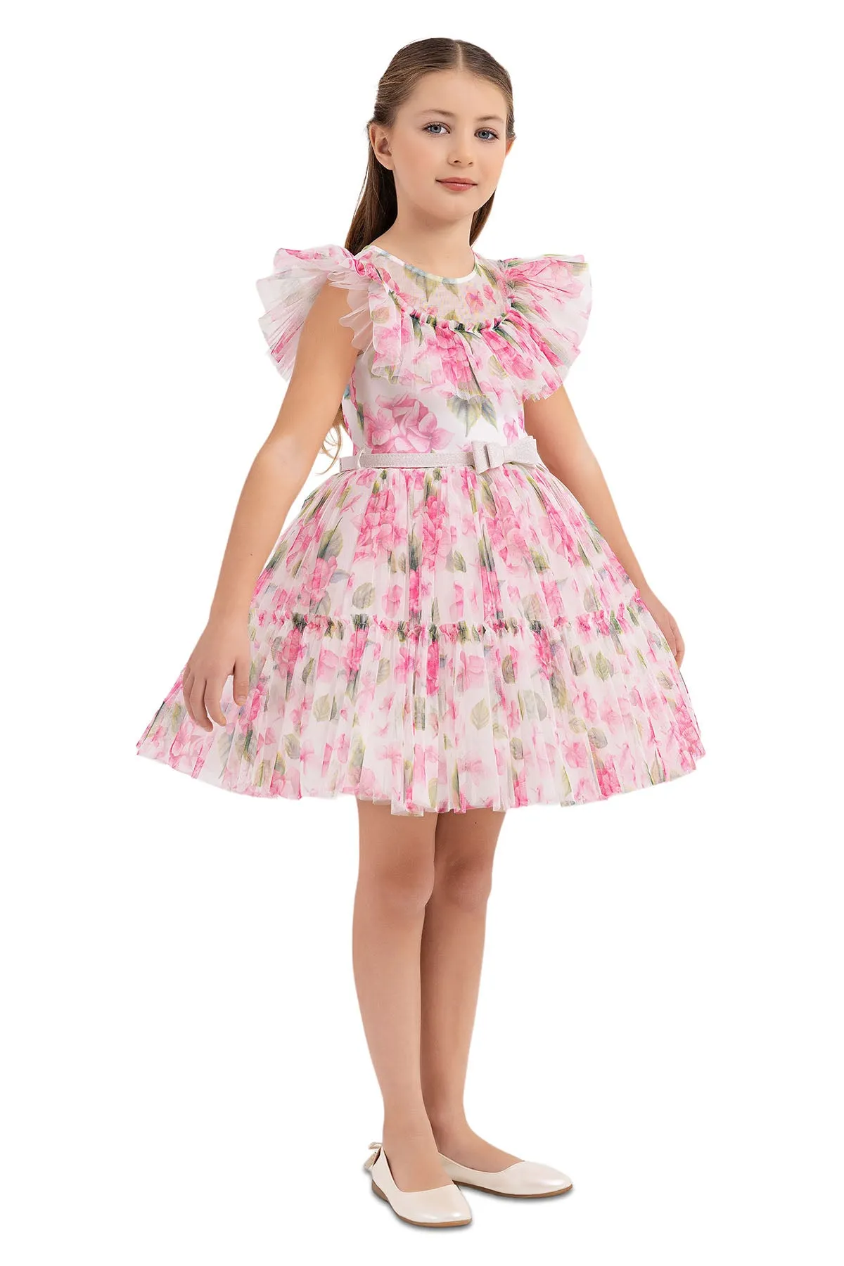 Girls' Garden Rose Dress with Ruffles