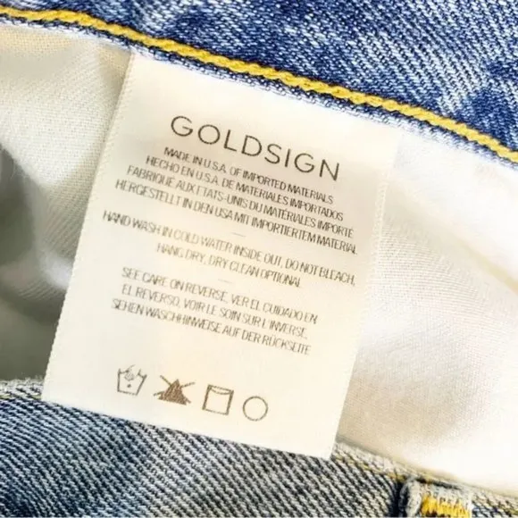 Goldsign Cotton Denim High Rise Straight Leg Jeans Size 32 NWT