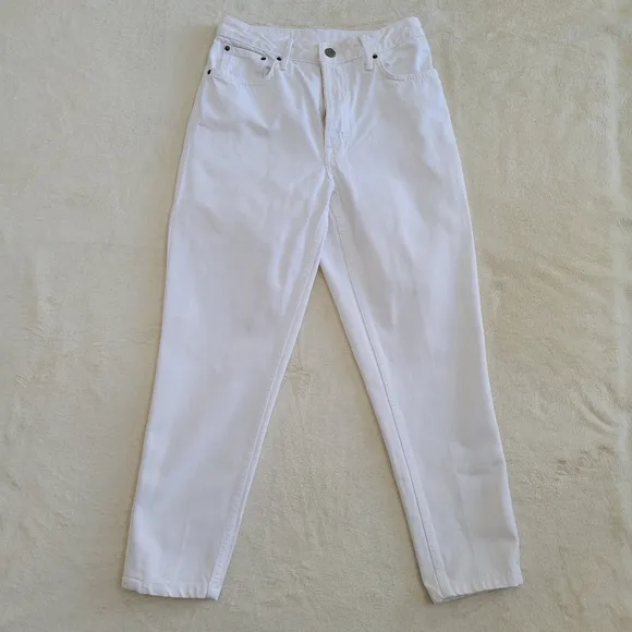 GRLFRND Kiara Boyfriend High Waist‎ High Rise Straight Leg Jeans White