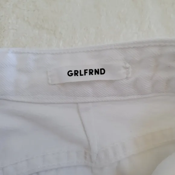 GRLFRND Kiara Boyfriend High Waist‎ High Rise Straight Leg Jeans White