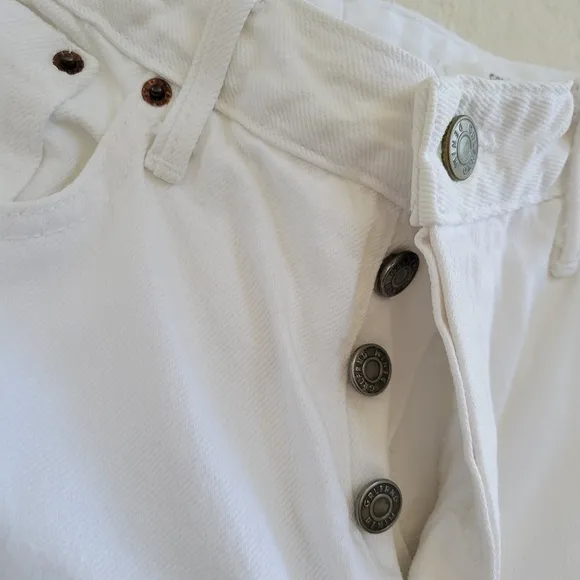 GRLFRND Kiara Boyfriend High Waist‎ High Rise Straight Leg Jeans White