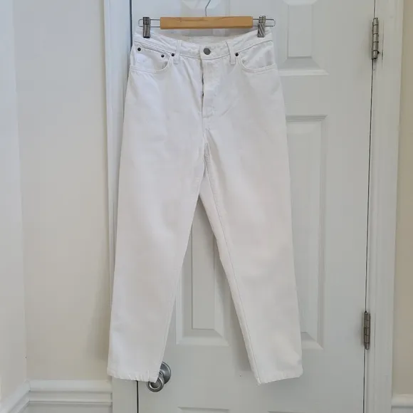 GRLFRND Kiara Boyfriend High Waist‎ High Rise Straight Leg Jeans White