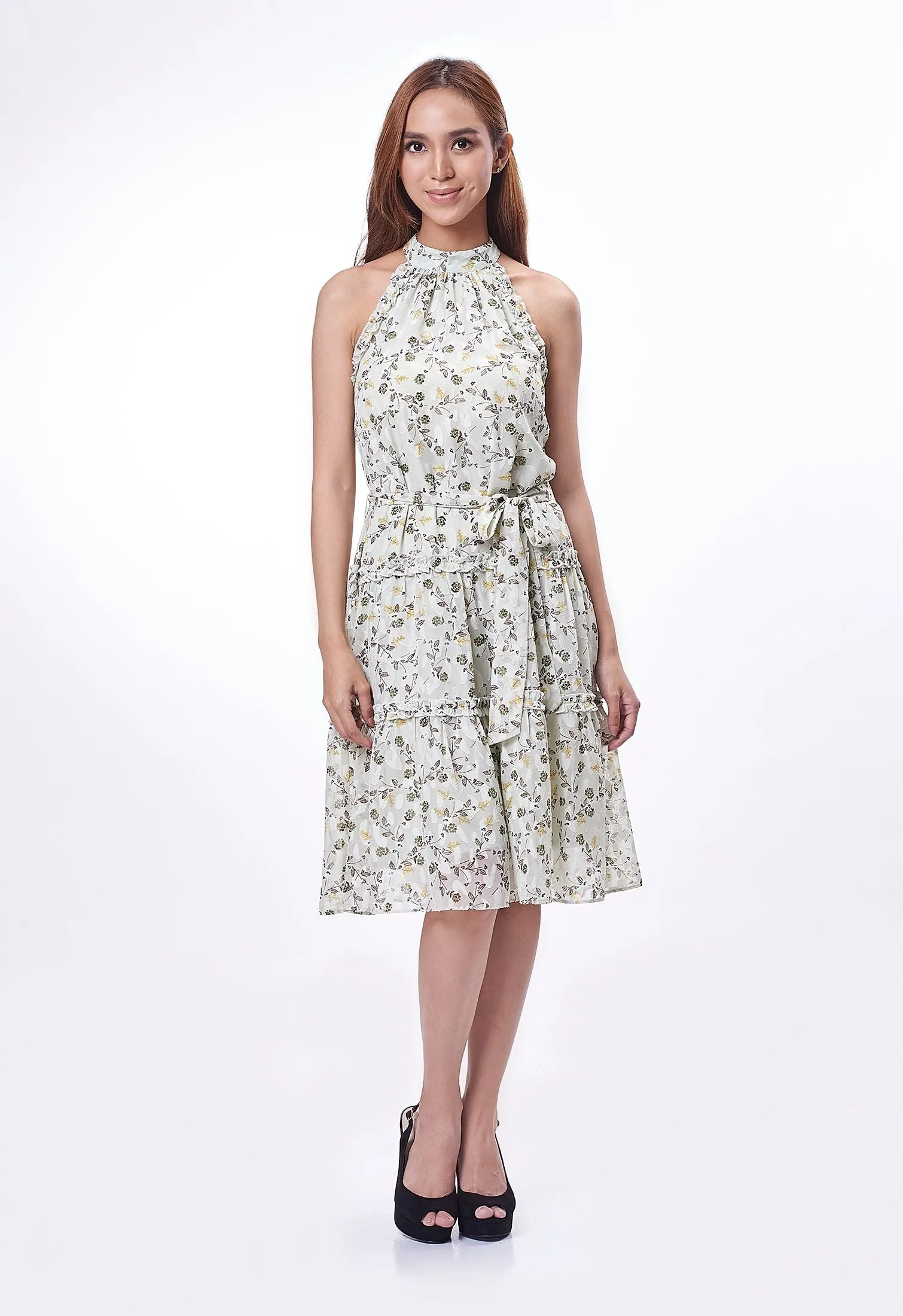 Halter Ditsy Floral Dress