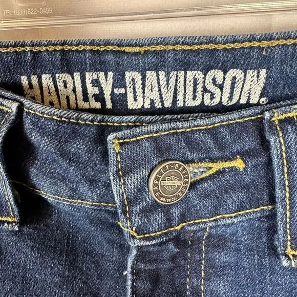 Harley-Davidson Women’s Jeans Straight Leg Mid-Rise Stretch Denim Dark Indigo 27