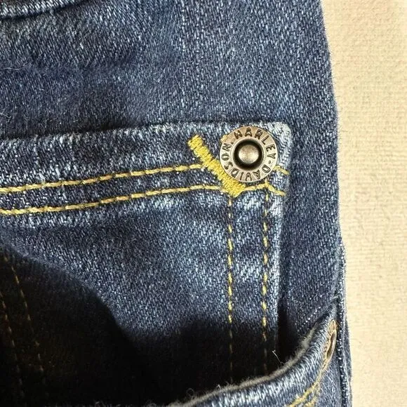 Harley-Davidson Women’s Jeans Straight Leg Mid-Rise Stretch Denim Dark Indigo 27