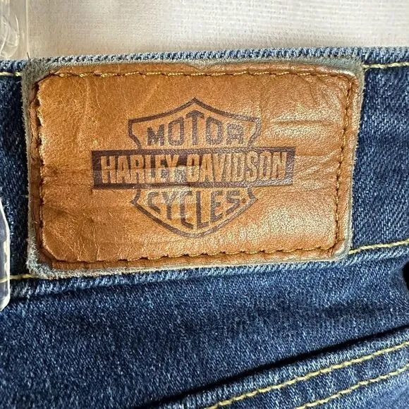 Harley-Davidson Women’s Jeans Straight Leg Mid-Rise Stretch Denim Dark Indigo 27