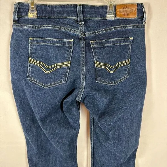 Harley-Davidson Women’s Jeans Straight Leg Mid-Rise Stretch Denim Dark Indigo 27