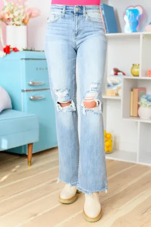 Hazel Blues® |  Rose High Rise 90's Straight Jeans in Light Wash