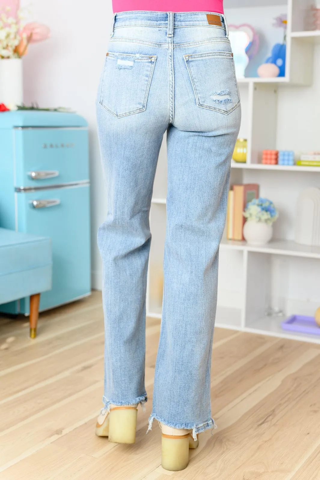 Hazel Blues® |  Rose High Rise 90's Straight Jeans in Light Wash
