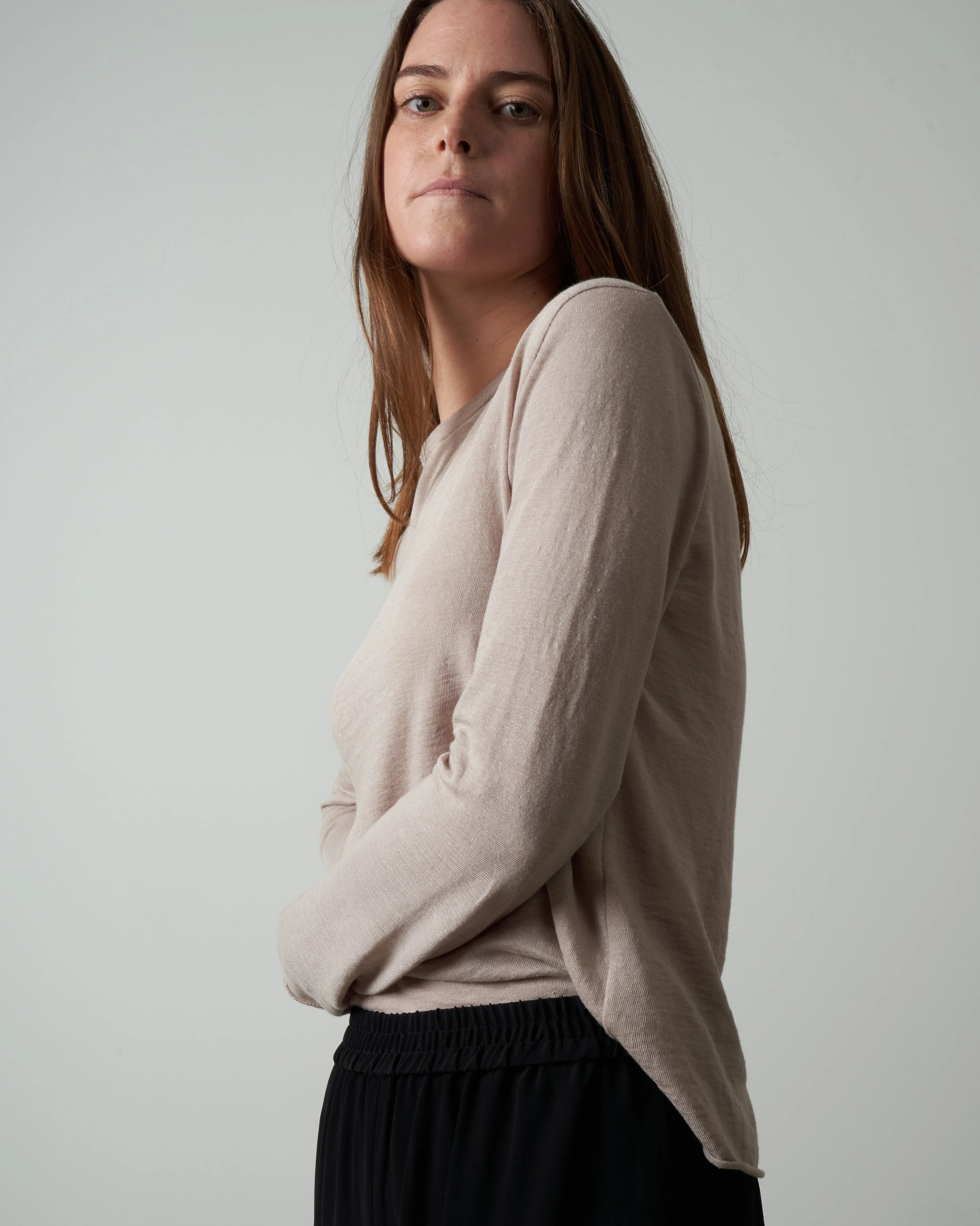 high gauge linen pullover - haze