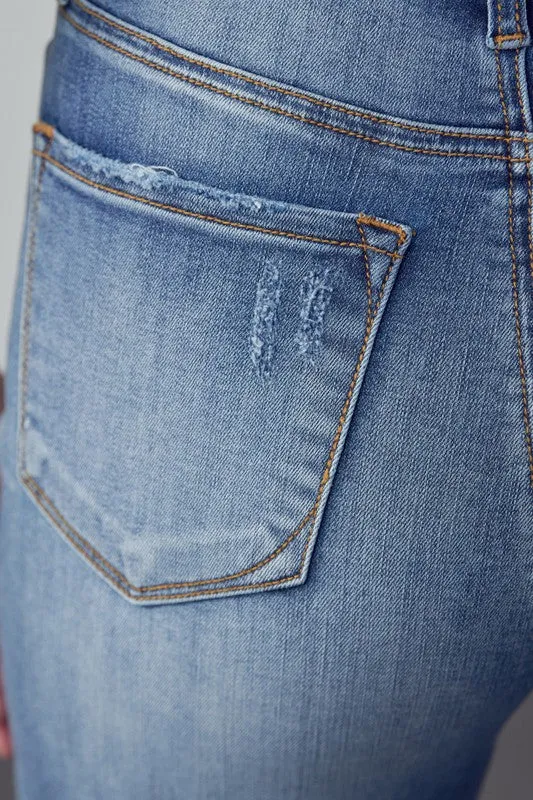 High Rise Distressed Girlfriend Jeans