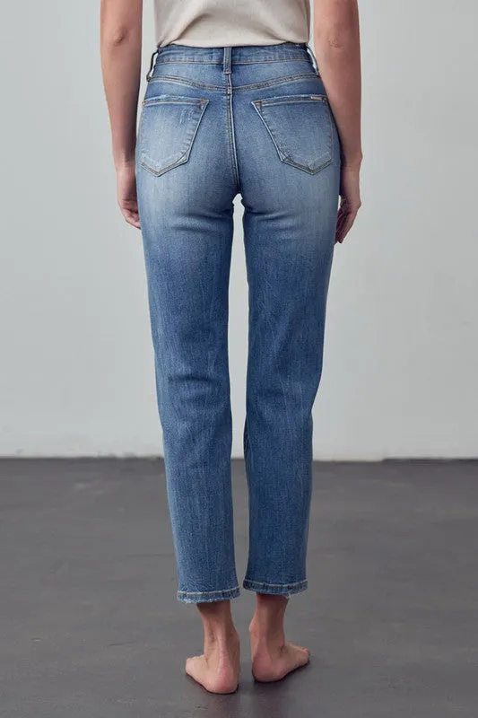 High Rise Distressed Girlfriend Jeans