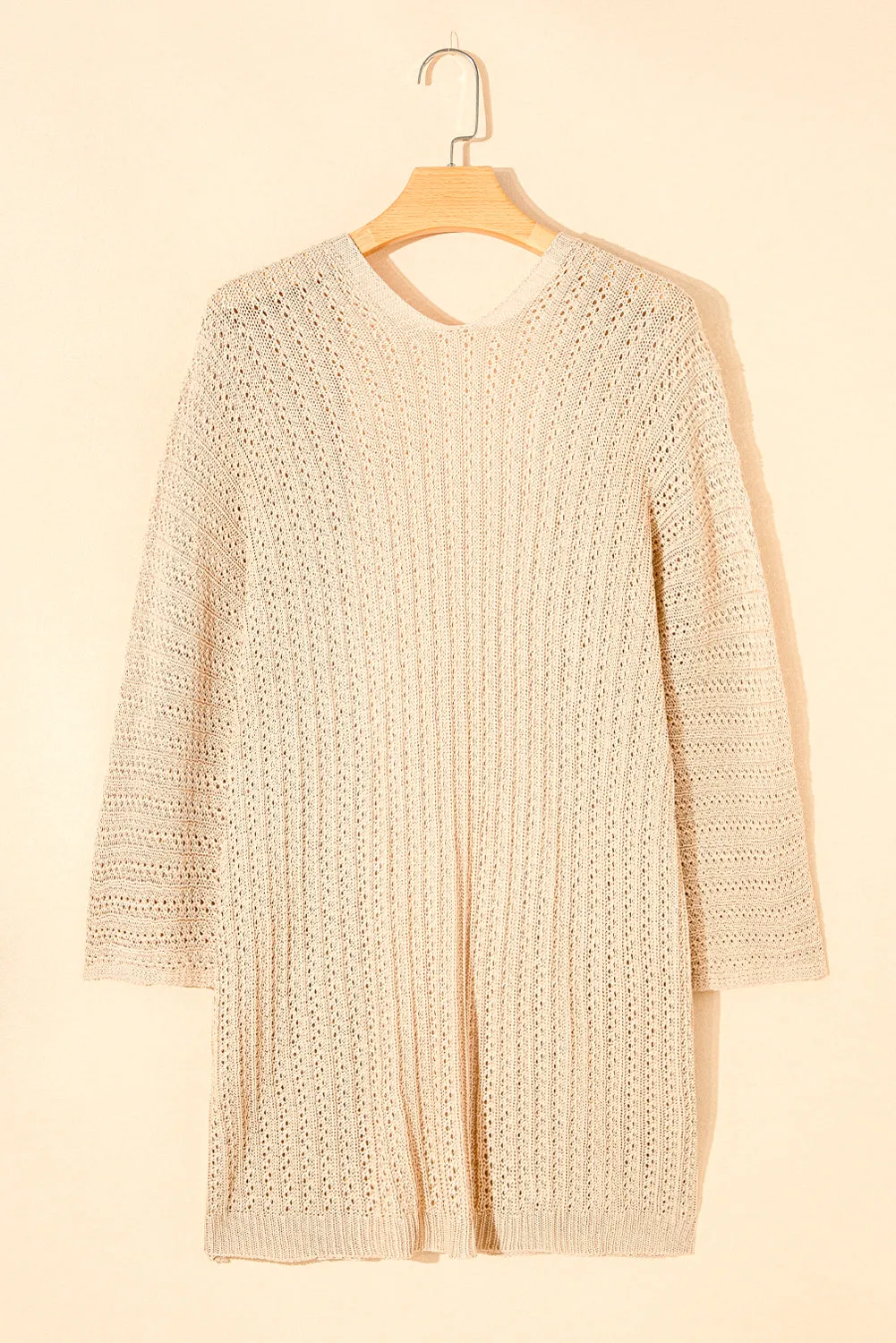 Hollow-out Bracelet Sleeve Knit Cardigan
