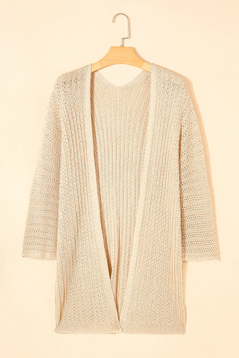 Hollow-out Bracelet Sleeve Knit Cardigan
