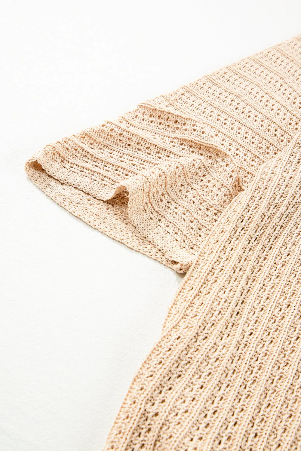 Hollow-out Bracelet Sleeve Knit Cardigan