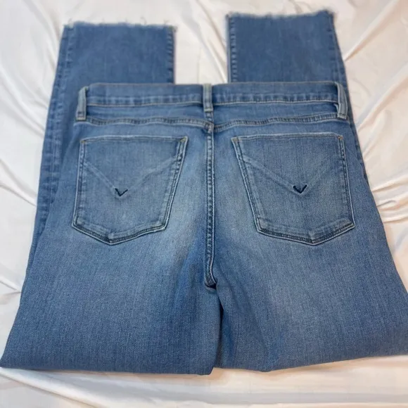 Hudson Jeans Low Rise Size 29 Blue Nico Straight Leg distress Med Wash Jeans