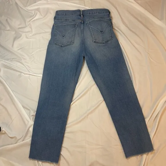 Hudson Jeans Low Rise Size 29 Blue Nico Straight Leg distress Med Wash Jeans