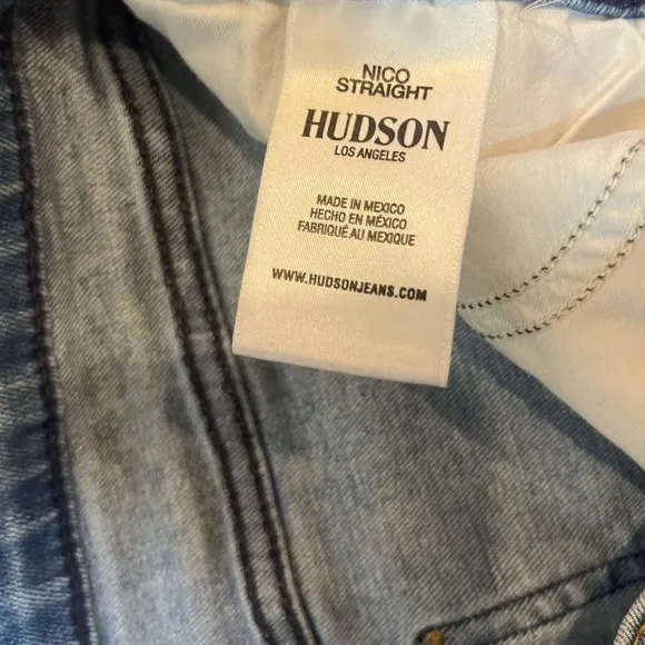 Hudson Jeans Low Rise Size 29 Blue Nico Straight Leg distress Med Wash Jeans
