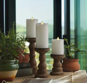 Indoor Pillar Candles w/ Remote - White Set of 3