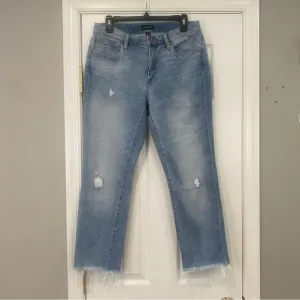 J Crew Light Wash Slim Broken In Boyfriend Jeans Women's Size 28 Distressed