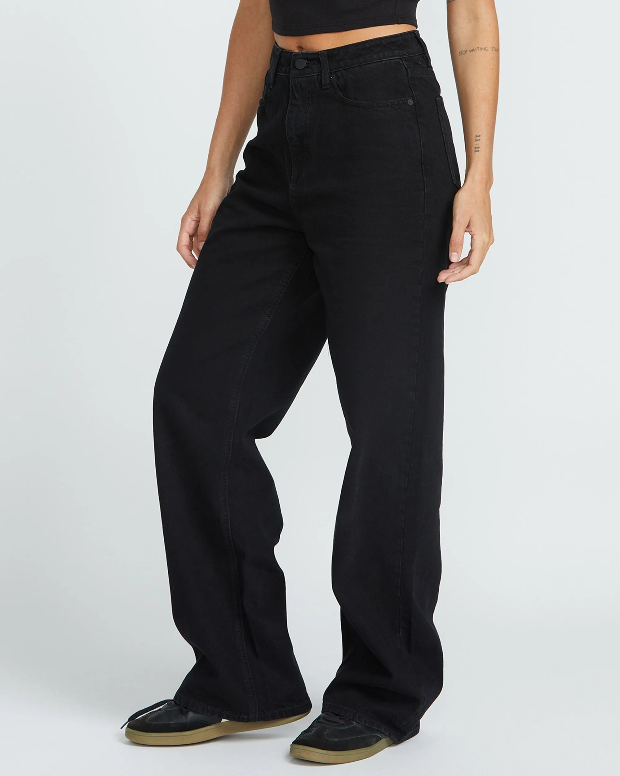Jean Stoned Boyfriend High Rise - BLACK