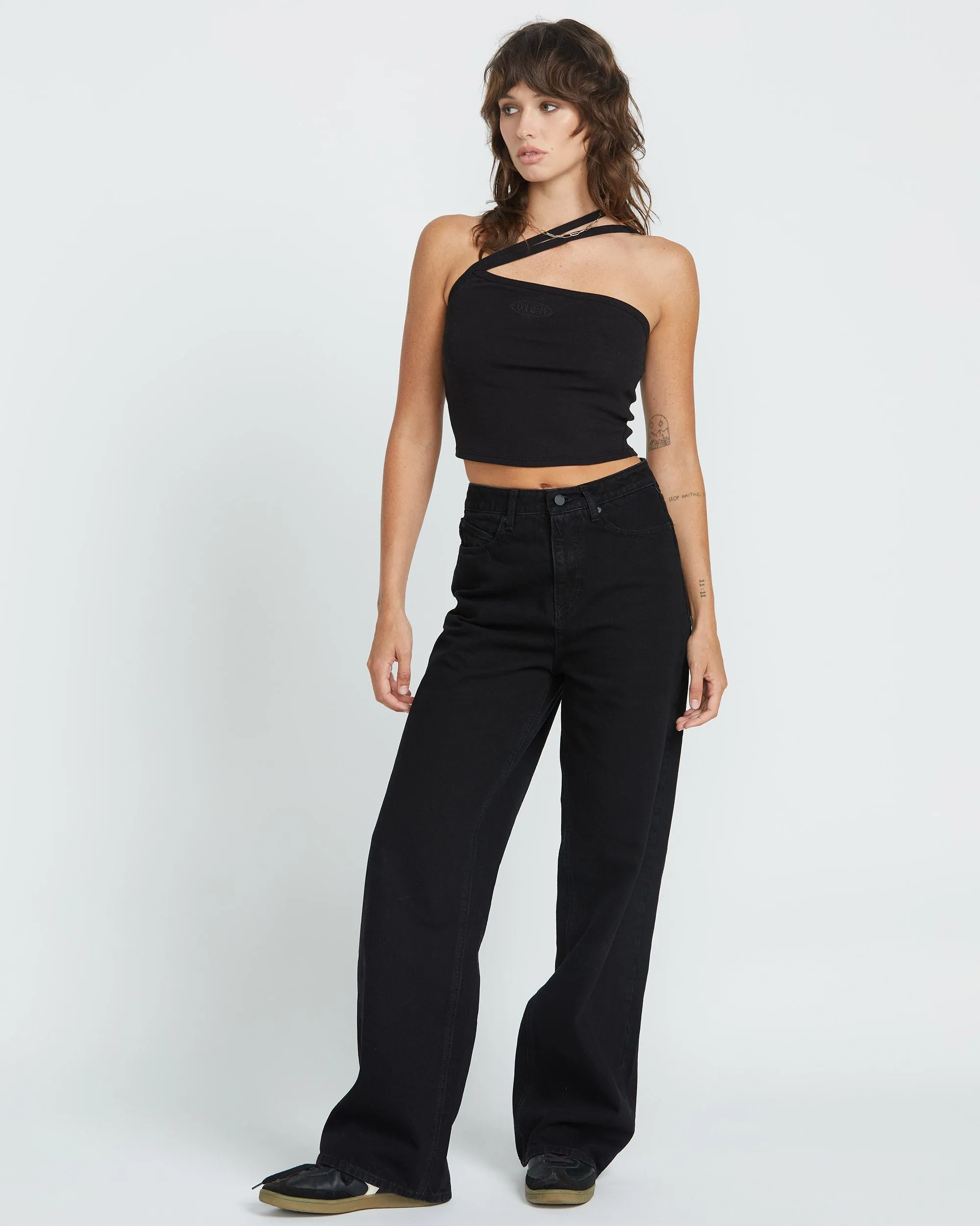 Jean Stoned Boyfriend High Rise - BLACK