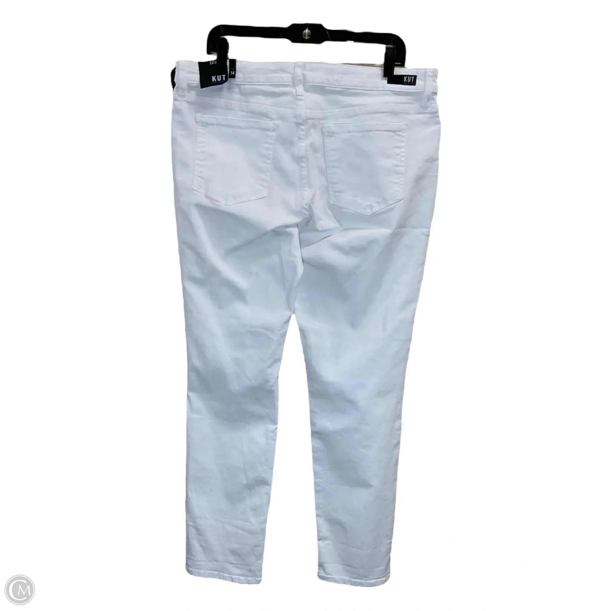 Jeans Boyfriend By Kut In White Denim, Size: 14