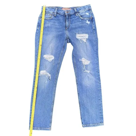 JOE'S The Billie Crop Boyfriend Tapered Women's Distressed Blue Jeans Size 25