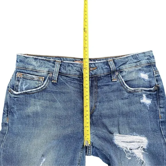 JOE'S The Billie Crop Boyfriend Tapered Women's Distressed Blue Jeans Size 25