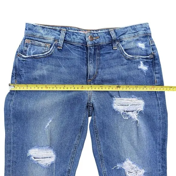 JOE'S The Billie Crop Boyfriend Tapered Women's Distressed Blue Jeans Size 25