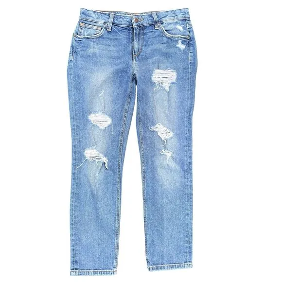JOE'S The Billie Crop Boyfriend Tapered Women's Distressed Blue Jeans Size 25