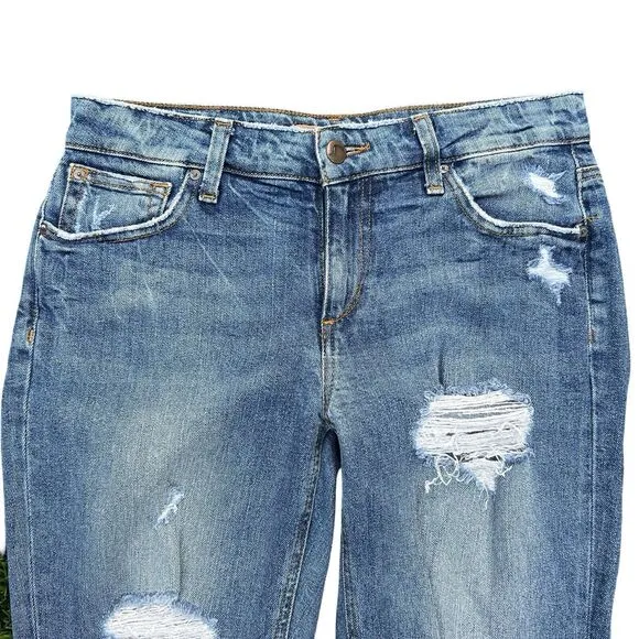 JOE'S The Billie Crop Boyfriend Tapered Women's Distressed Blue Jeans Size 25