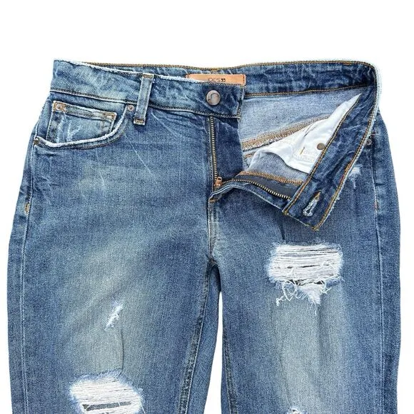 JOE'S The Billie Crop Boyfriend Tapered Women's Distressed Blue Jeans Size 25