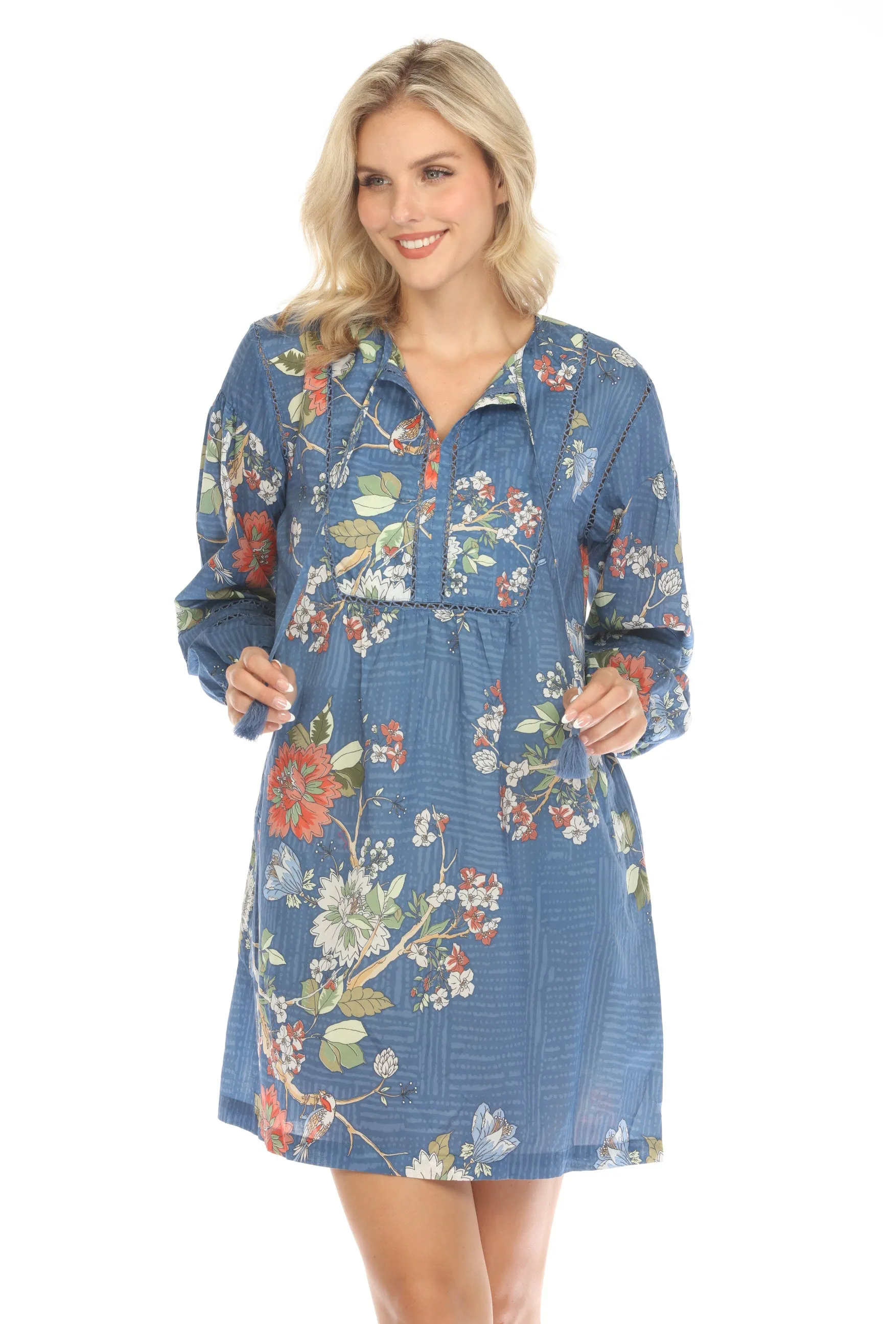 Johnny Was Mosaic Floral Cotton Mini Dress R32024 Boho Chic