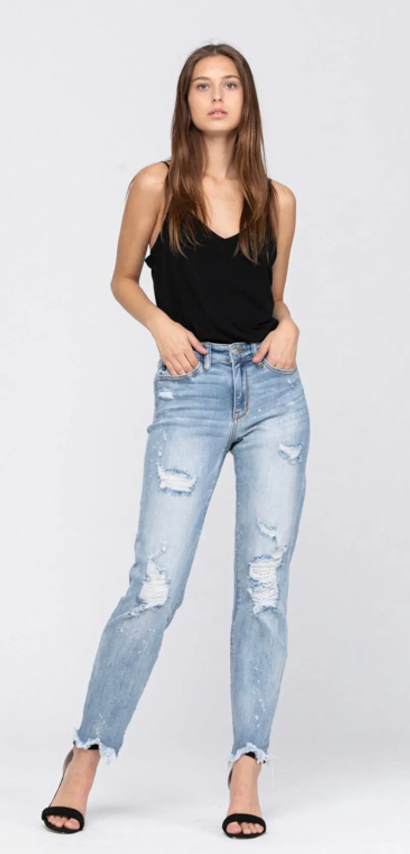 Judy Blue Beach Bum Bleached Boyfriend Jeans