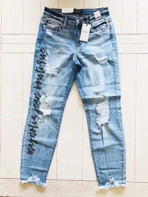 Judy Blue Beach Bum Bleached Boyfriend Jeans