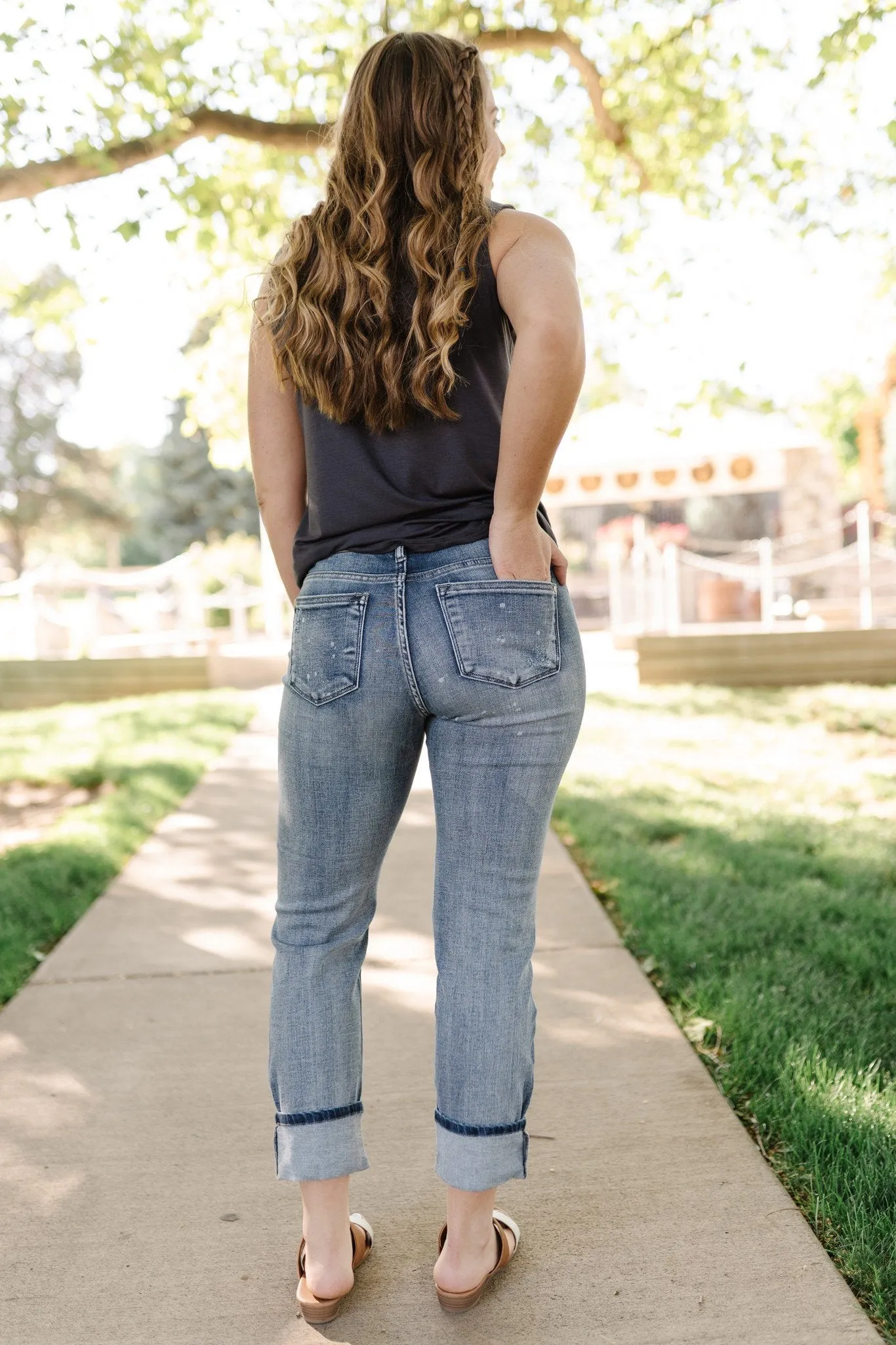Judy Blue Bleach Splash Boyfriend Jeans