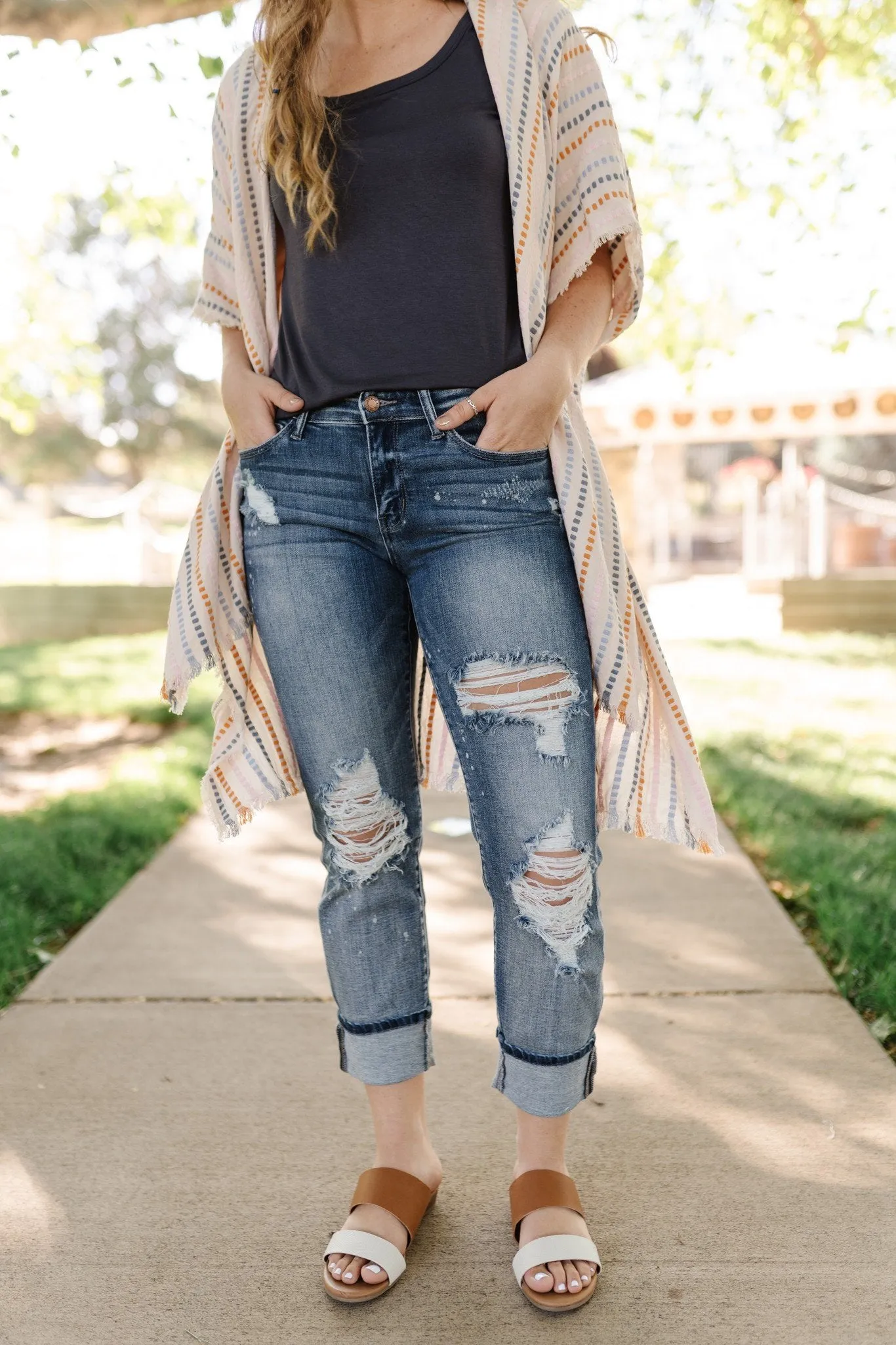 Judy Blue Bleach Splash Boyfriend Jeans