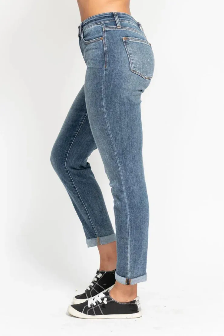 Julissa Hi-Rise Bleach Splash Boyfriend Jeans