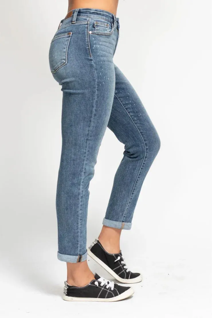 Julissa Hi-Rise Bleach Splash Boyfriend Jeans