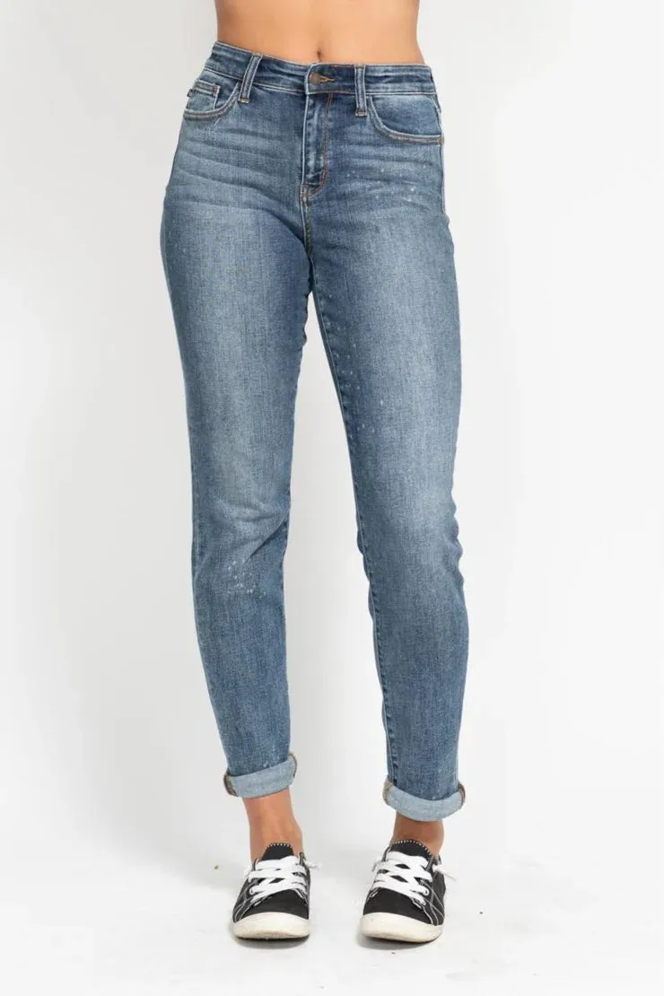 Julissa Hi-Rise Bleach Splash Boyfriend Jeans