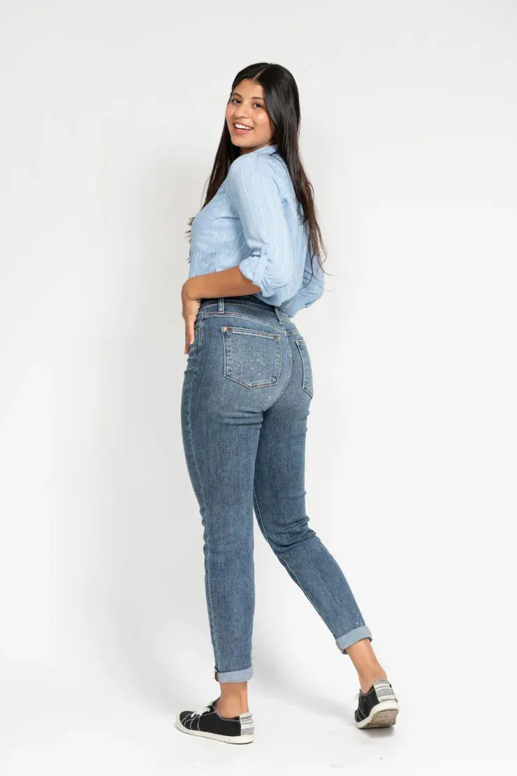 Julissa Hi-Rise Bleach Splash Boyfriend Jeans