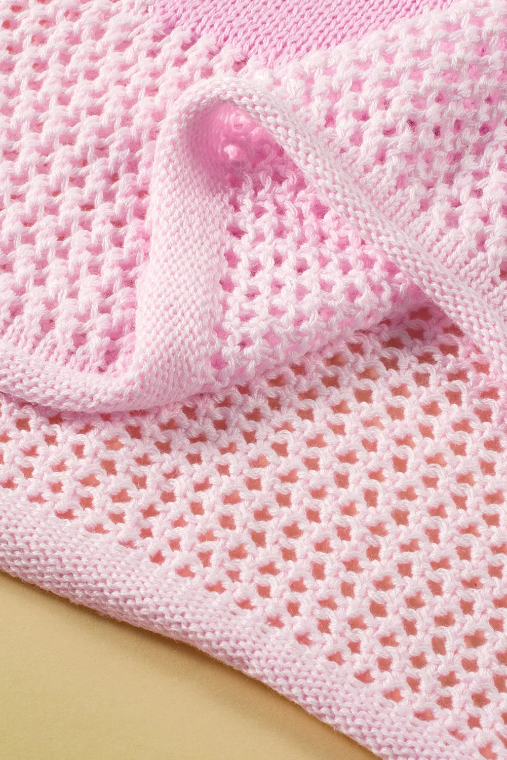 KaleaBoutique Big Flower Hollowed Knit Drop Shoulder Sweater