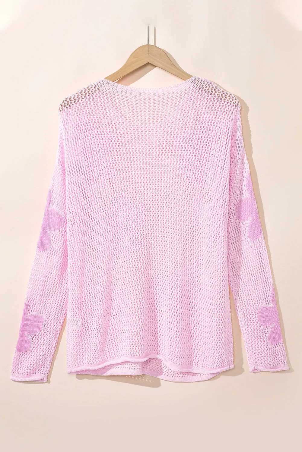KaleaBoutique Big Flower Hollowed Knit Drop Shoulder Sweater