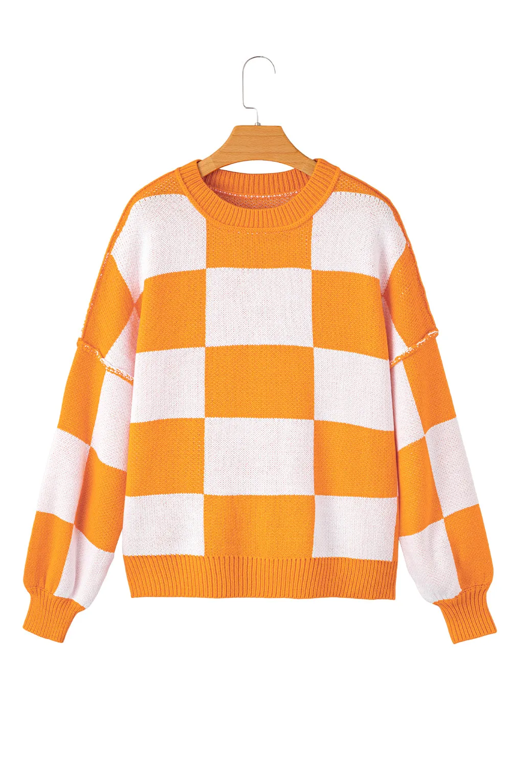 KaleaBoutique Checkered Bishop Sleeve Sweater