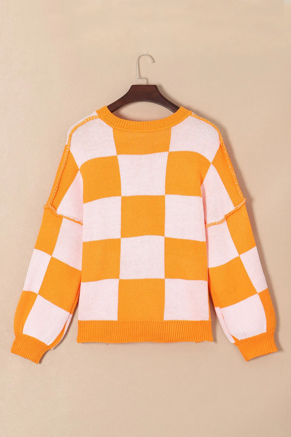 KaleaBoutique Checkered Bishop Sleeve Sweater