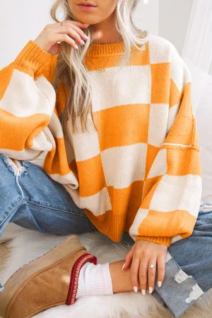 KaleaBoutique Checkered Bishop Sleeve Sweater