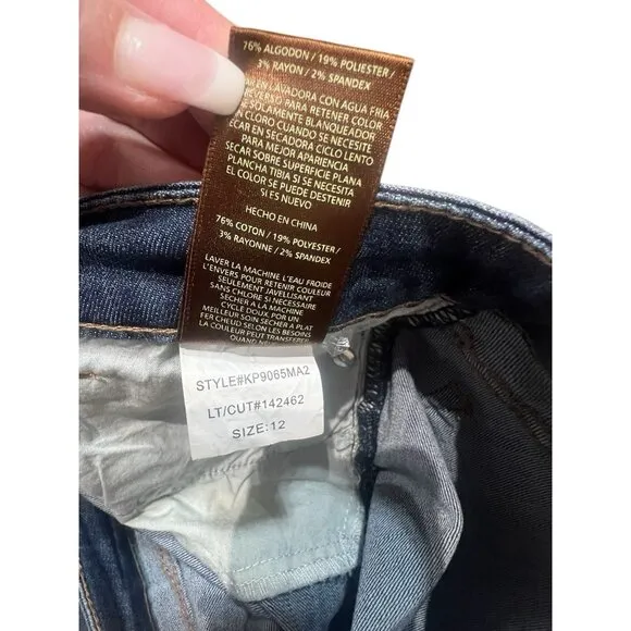 Kut From The Kloth Midrise Straight Boyfriend Jeans Women Size 12 Blue Denim