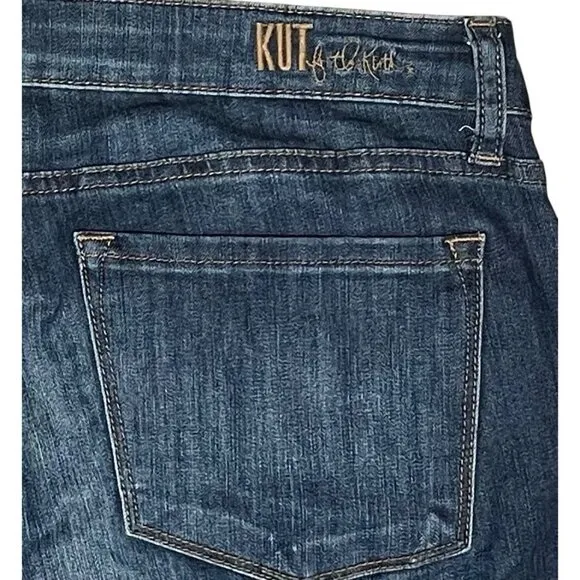 Kut From The Kloth Midrise Straight Boyfriend Jeans Women Size 12 Blue Denim