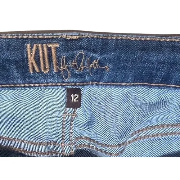 Kut From The Kloth Midrise Straight Boyfriend Jeans Women Size 12 Blue Denim